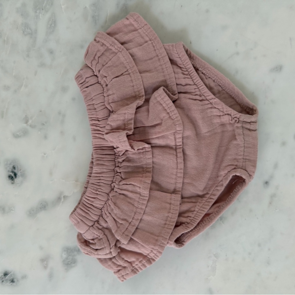 Little Planet Organic Charming Ruffled Diaper Cover in Soft Pink - 9 months